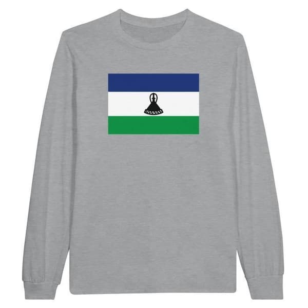 Långärmad t-shirt - PIXELFORMA - Flag of Lesotho - 100 % bomull - Långa ärmar - Grå