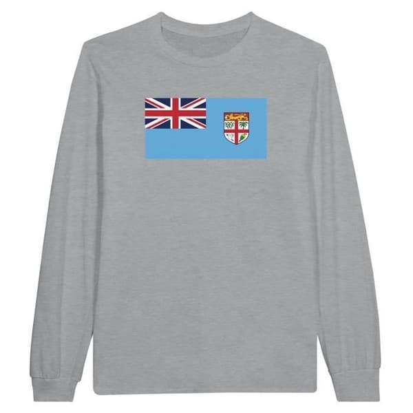 T-shirt med långa ärmar - PIXELFORMA - Fiji-flagga - 100% bomull - Långa ärmar - Optimal komfort