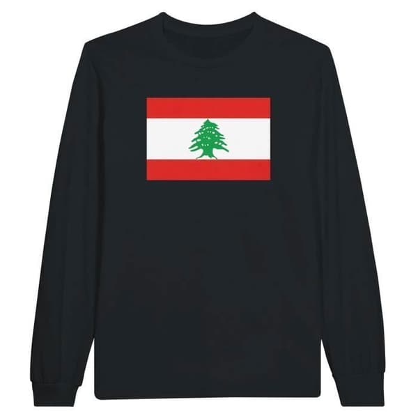 T-shirt med långa ärmar - PIXELFORMA - Libanons flagga - 100% bomull - Långa ärmar - Regular fit