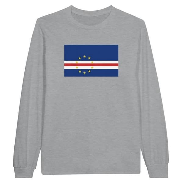 Långärmad t-shirt - PIXELFORMA - Kap Verdes flagga - 100 % bomull - Grå - Optimal komfort