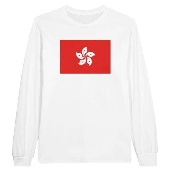 Långärmad T-shirt - PIXELFORMA - Hongkongs flagga - 100% bomull - Långärmade - Regular fit