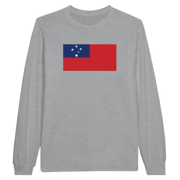 T-shirt med lång ärm - PIXELFORMA - Samoa flagga - 100% bomull - Grå - Långa ärmar
