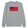 Miniatyrbild 1 av 3: T-shirt med lång ärm - PIXELFORMA - Samoa flagga - 100% bomull - Grå - Långa ärmar
