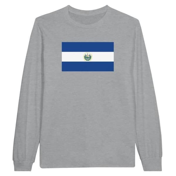 Longärmad T-shirt - PIXELFORMA - Salvadorflagga - 100% bomull - Grå - Långa ärmar