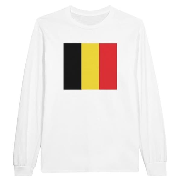 Belgium Flag Långärmad T-shirt - PIXELFORMA - Vanlig - Vit - Långärmad - Vuxen