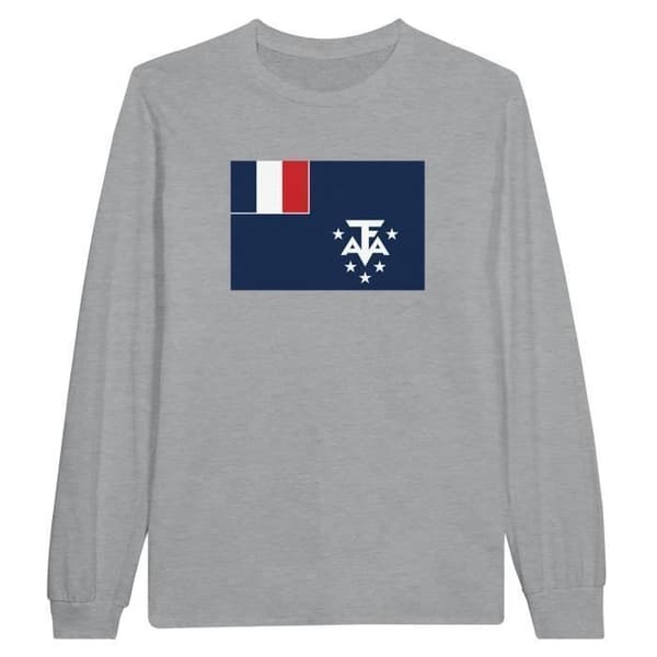 T-shirt - Antarktisflagga - Grå - 100% bomull - Långa ärmar - Regular passform