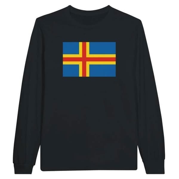 Långärmad t-shirt - PIXELFORMA - Ålands flagga - 100% bomull - Långa ärmar - Optimal komfort