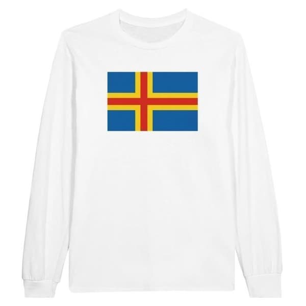 Långärmad T-shirt - PIXELFORMA - Ålands flagga - 100% bomull - Långa ärmar - Klassisk krage