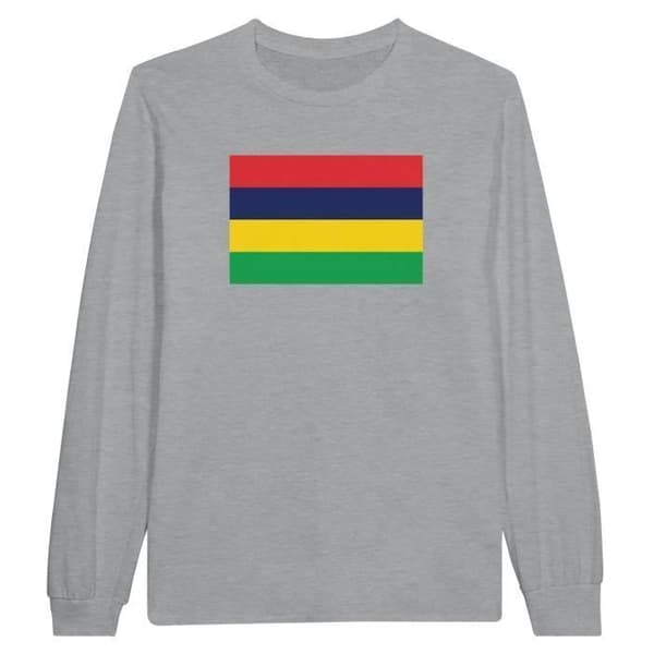 Långärmad t-shirt - PIXELFORMA - Flag of Mauritius - 100 % bomull - Långa ärmar - Optimal komfort