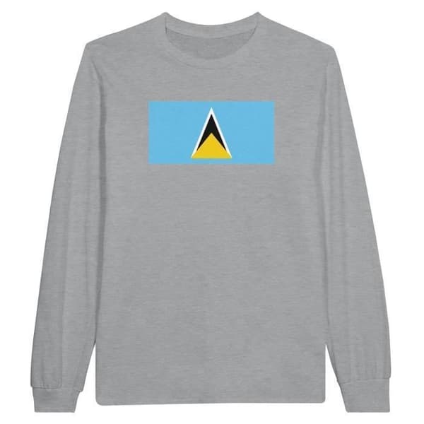 T-shirt med långa ärmar - S:t Lucias flagga - Grå - 100% bomull - Klassisk passform - Unisex