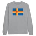 Miniatyrbild 1 av 3: Långärmad t-shirt - PIXELFORMA - Ålands flagga - 100% bomull - Långärmad - Grå