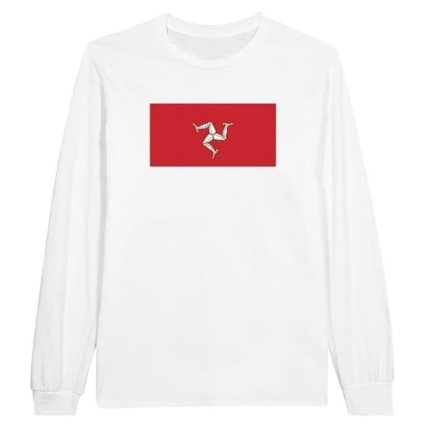 Långärmad t-shirt - Isle of Man flagga - Vit - 100% bomull - Klassisk passform - Långärmad