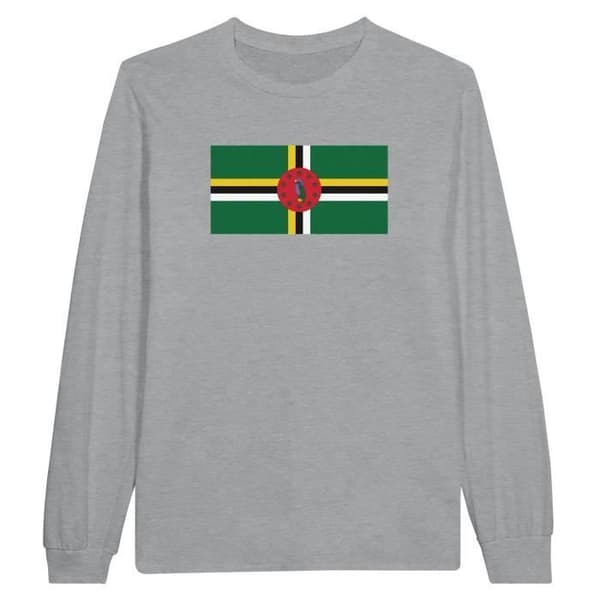 Långärmad t-shirt - Dominikanska flaggan - Grå - 100% bomull - Klassisk passform - Unisex
