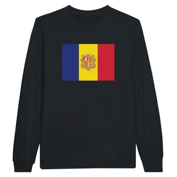 Långärmad t-shirt - PIXELFORMA - Andorras flagga - 100% bomull - Långa ärmar - Unisex