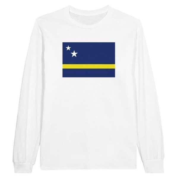 T-shirt med långa ärmar - PIXELFORMA - Curaçaos flagga - 100% bomull - Långa ärmar - Klassisk passform