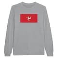 Miniatyrbild 1 av 3: T-shirt med långärmar - Manx flagga - Grå - 100% bomull - Klassisk passform - Unisex