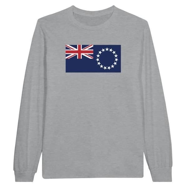 T-shirt med långa ärmar - PIXELFORMA - Cooköarnas flagga - 100% bomull - Grå - Unisex