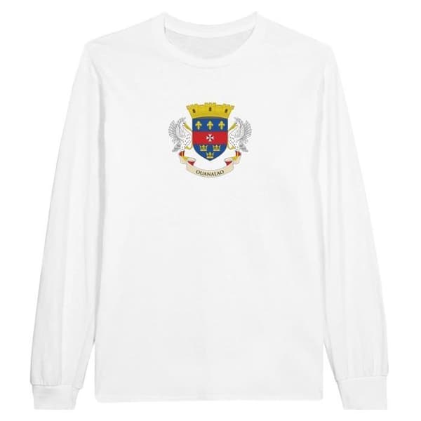 T-shirt med lång ärm - PIXELFORMA - Flagga av Saint-Barthélemy - 100% bomull - Klassisk krage - Unisex