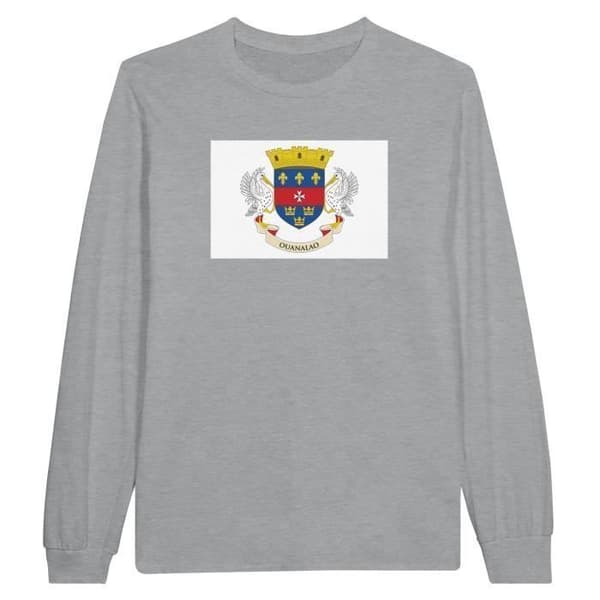 T-shirt med långa ärmar - PIXELFORMA - Saint-Barthélémy flagga - 100% bomull - Långa ärmar - Grå