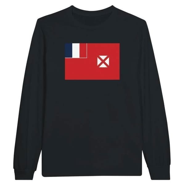 T-shirt - Wallis- och Futuna - Svart - 100% bomull - Långa ärmar - Regular fit