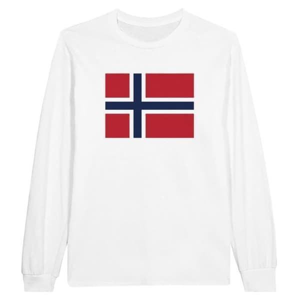 T-shirt - Bouvetöns flagga - Vit - 100% bomull - Långa ärmar - Regular fit