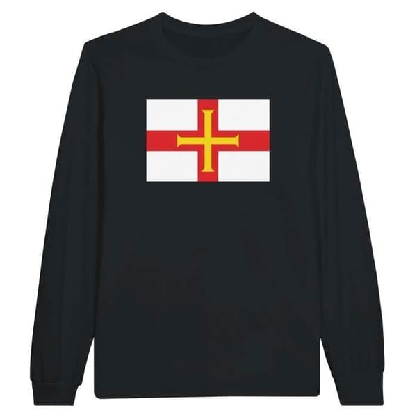 T-shirt med långa ärmar - PIXELFORMA - Guernseyflagga - Svart - 100% bomull - Vuxen