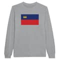 Miniatyrbild 1 av 3: T-shirt - Liechtensteins flagga - Grå - 100% bomull - Långa ärmar - Klassisk passform