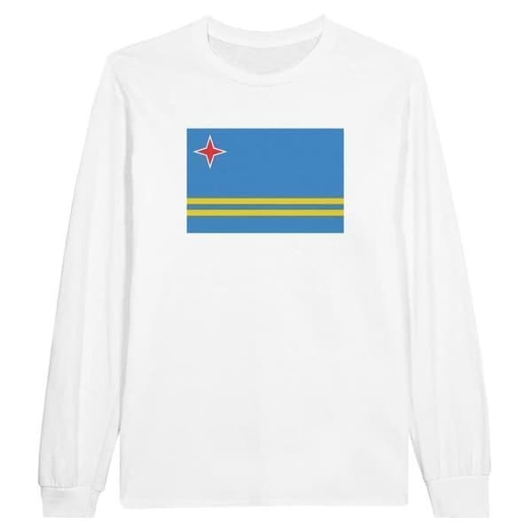 T-shirt med långa ärmar - PIXELFORMA - Aruba-flaggan - 100% bomull - Långa ärmar - Klassisk passform