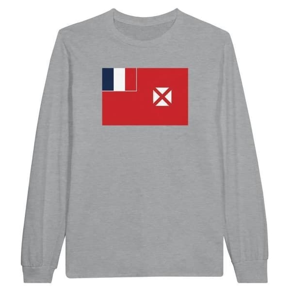 T-shirt - Wallis-et-Futuna - Grå - 100% bomull - Långa ärmar - Regular fit
