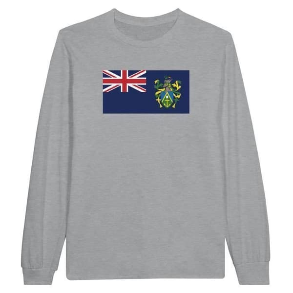 Långärmad T-shirt - Pitcairnöarnas flagga - Grå - 100% bomull - Regular fit - Unisex