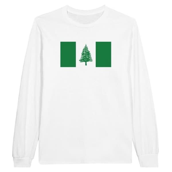 Norfolk Island Flag Långärmad T-shirt - PIXELFORMA - Vit - Långärmad - Vanlig - Vuxen