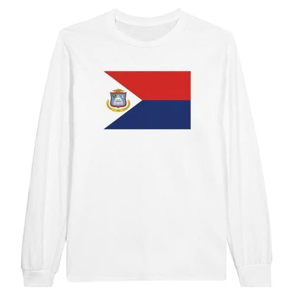 T-shirt - Saint-Martins flag - Vit - 100% bomull - Långa ärmar - Klassisk passform
