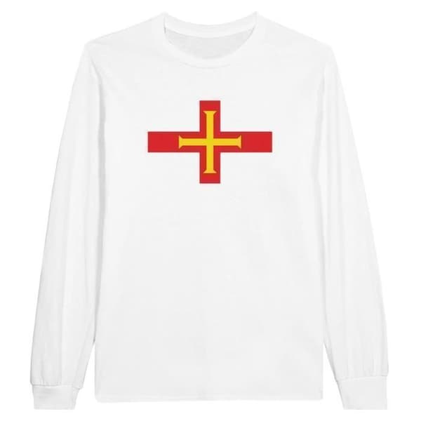 Långärmad t-shirt - PIXELFORMA - Flag of Guernsey - 100 % bomull - Långa ärmar - Optimal komfort