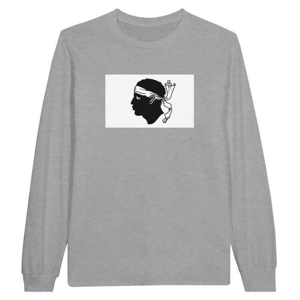 T-shirt med långa ärmar - PIXELFORMA - Korsikas flagga - Grå - 100% bomull - Vuxen