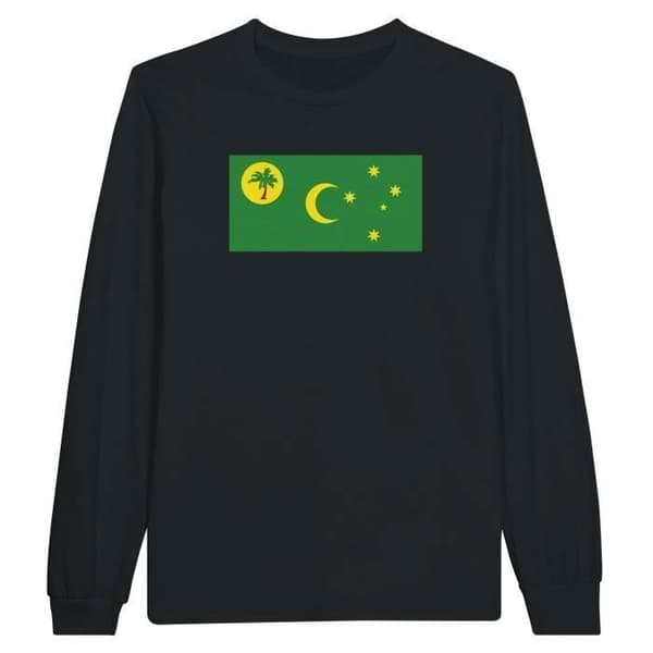 Långärmad t-shirt - PIXELFORMA - Kokosöarnas flagga - 100 % bomull - Långa ärmar - Optimal komfort