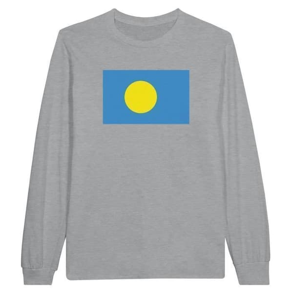 Långärmad T-shirt - PIXELFORMA - Palauflagga - Grå - Regular - Vuxen