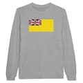 Miniatyrbild 1 av 3: T-shirt med långa ärmar - PIXELFORMA - Niues flagga - 100% bomull - Långa ärmar - Grå