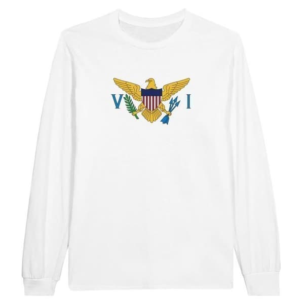 Långärmad T-shirt - PIXELFORMA - Jungfruöarnas flagga - 100% bomull - Vit - Herr