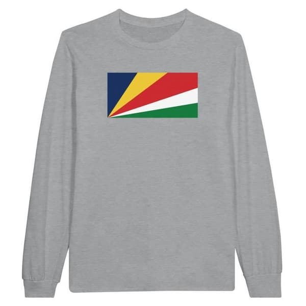 Seychellerna Flag Långärmad T-shirt - PIXELFORMA - Vanlig - Grå - Långärmad - Vuxen