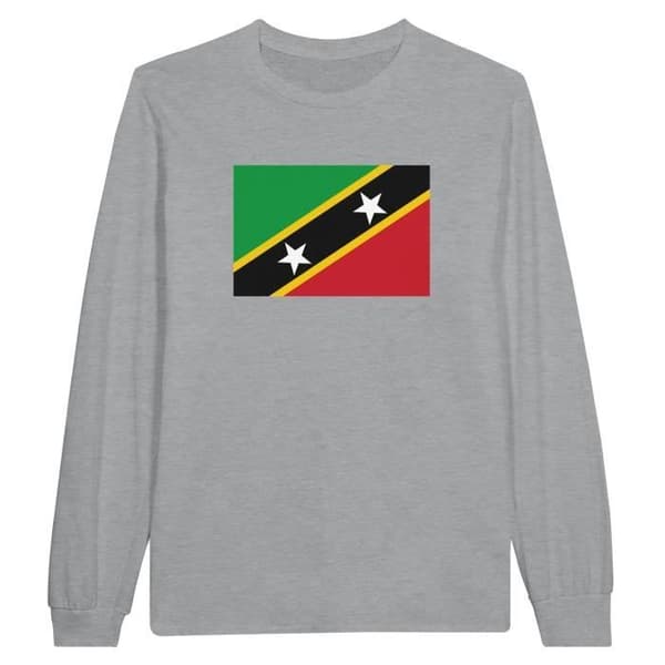 Saint Kitts och Nevis flagga långärmad T-shirt i grått