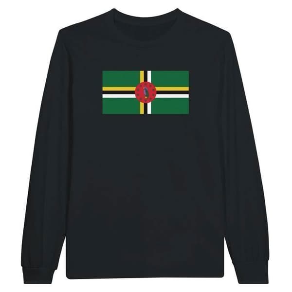 T-shirt med långa ärmar - PIXELFORMA - Dominikanska flaggan - Svart - Regular passform - Klassisk krage