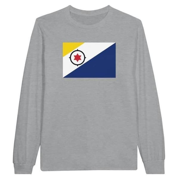 Långärmad t-shirt - PIXELFORMA - Flag of the Caribbean Netherlands - Grå - Normal passform - Klassisk krage