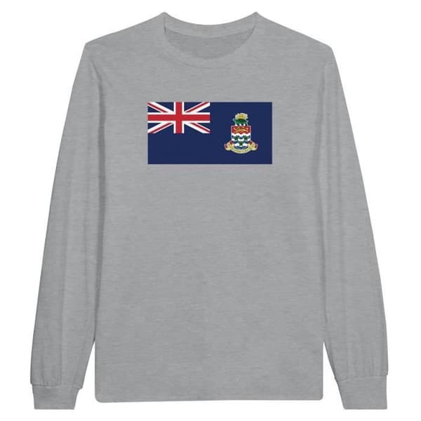 Cayman Islands Flag Långärmad T-shirt - PIXELFORMA - Vanlig - Grå - Långärmad - Vuxen