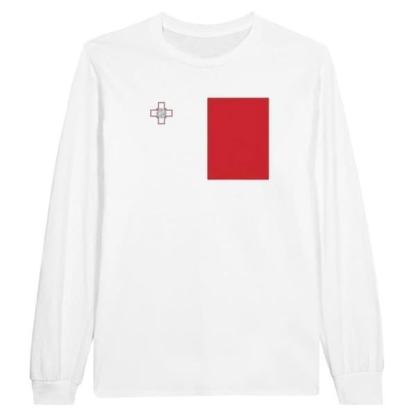 Långärmad T-shirt - PIXELFORMA - Maltas flagga - 100% bomull - Långa ärmar - Klassisk passform