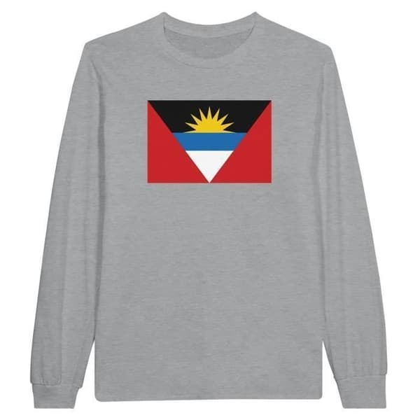 T-shirt - Antigua och Barbuda - Grå - 100% bomull - Långa ärmar - Regular fit