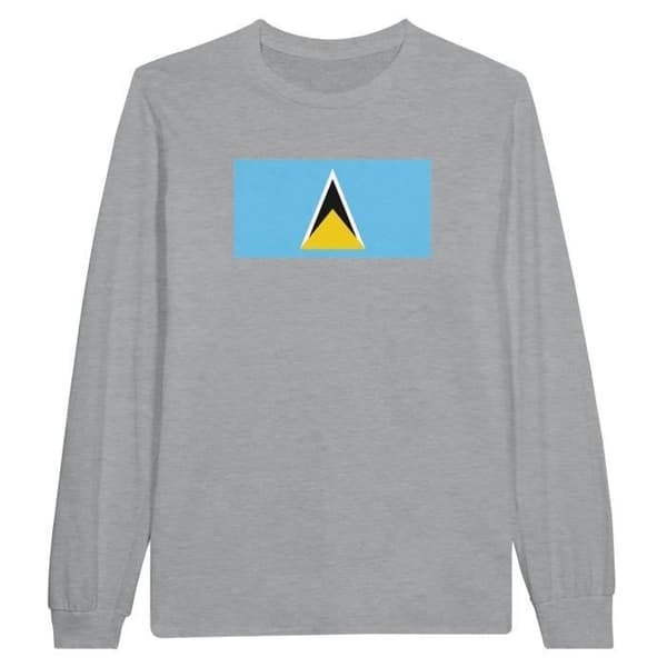 T-shirt med långa ärmar - Saint Lucia flagga - Grå - 100% bomull - Regular fit - Unisex