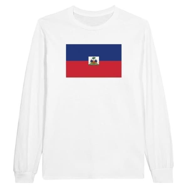T-shirt med långa ärmar - PIXELFORMA - Haitis flagga - 100% bomull - Långa ärmar - Regular passform