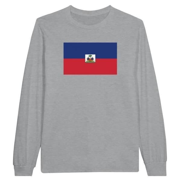Långärmad T-shirt - PIXELFORMA - Haitis flagga - 100% bomull - Långa ärmar - Optimal komfort