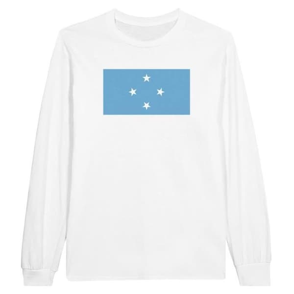 Mikronesiens federala stater Flagga långärmad T-shirt i vit