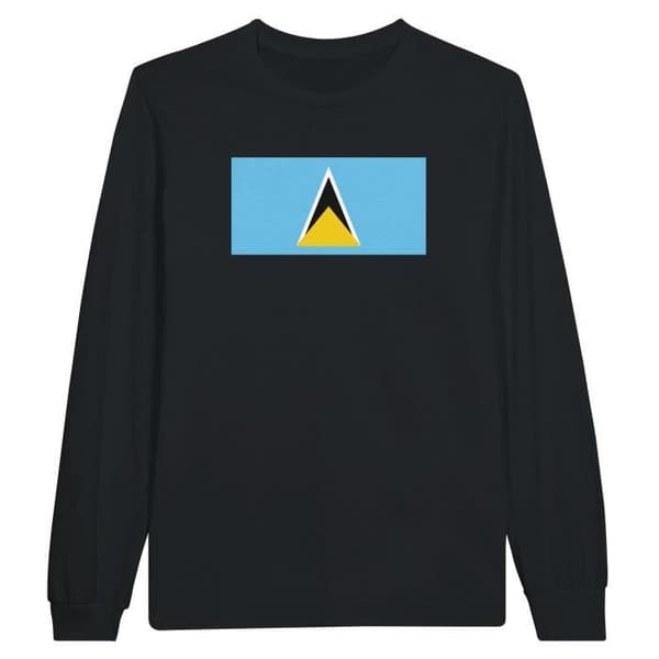 Saint Lucia Flag Långärmad T-shirt i svart
